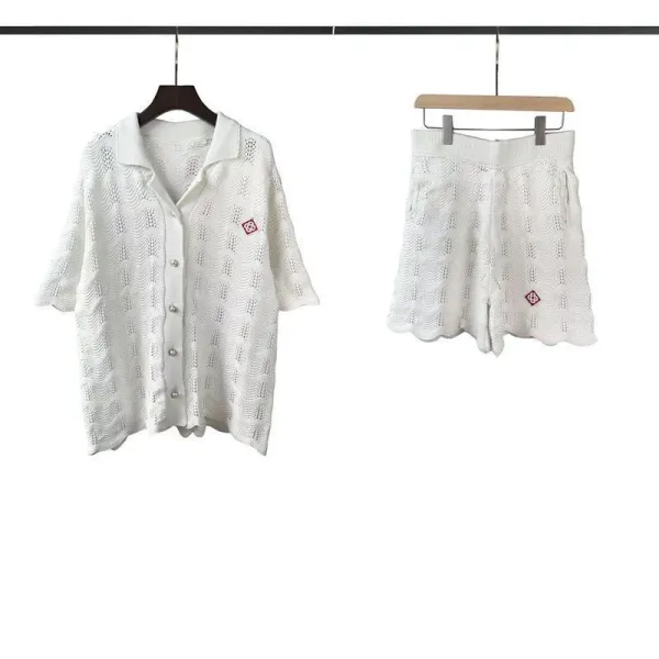 Vans Checkerboard Knit Cardigan and Shorts Set Blue and White - 5