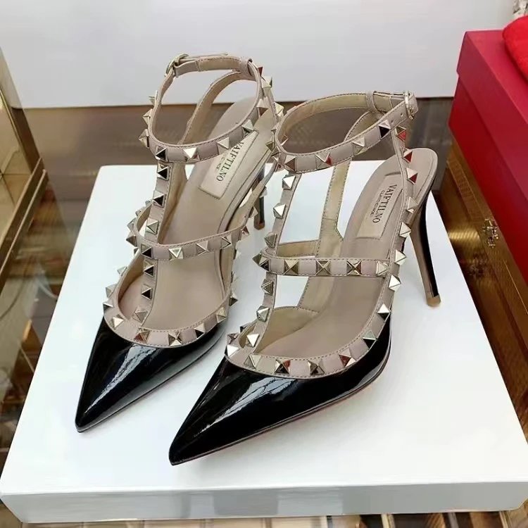 Valentino Rockstud Strappy Pointed-Toe Stilettos White - 9
