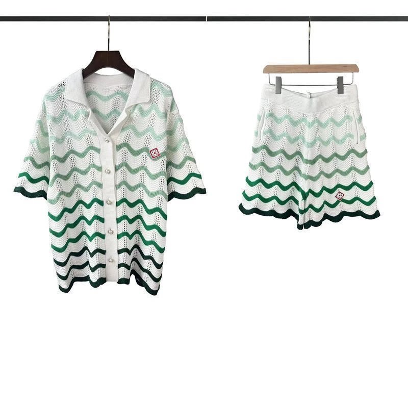 Vans Checkerboard Knit Cardigan and Shorts Set Blue and White - 4