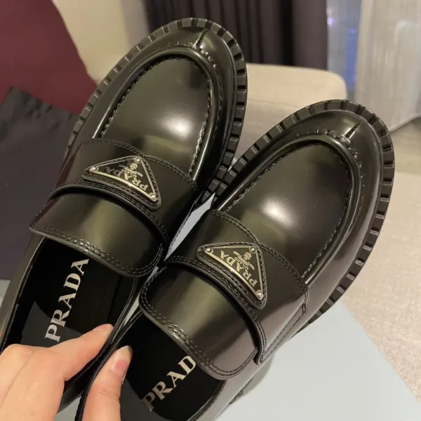 Prada Triangle Logo Loafers White Casual Shoes - 12