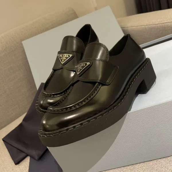 Prada Triangle Logo Loafers White Casual Shoes - 11