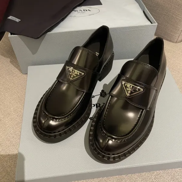 Prada Triangle Logo Loafers White Casual Shoes - 9