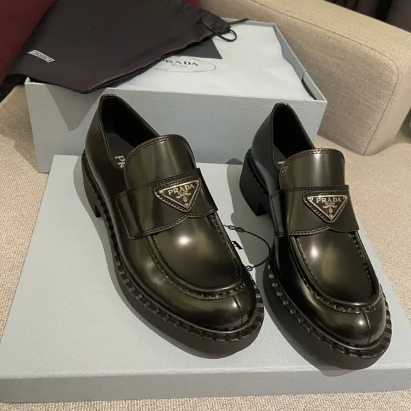 Prada Triangle Logo Loafers White Casual Shoes - 8