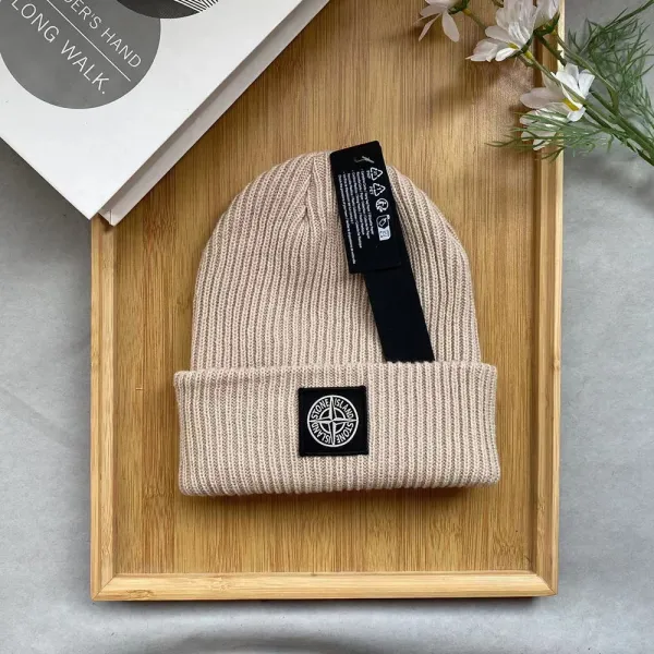Stone Island Ribbed Beanie Beige Hat - 9
