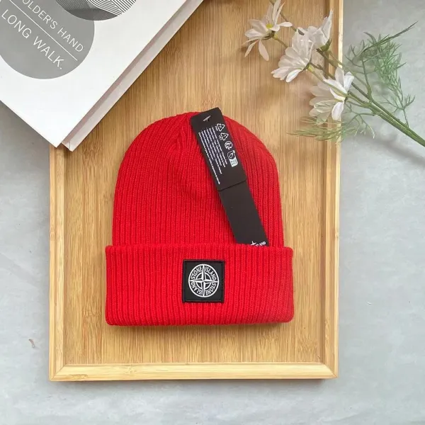 Stone Island Ribbed Beanie Beige Hat - 6
