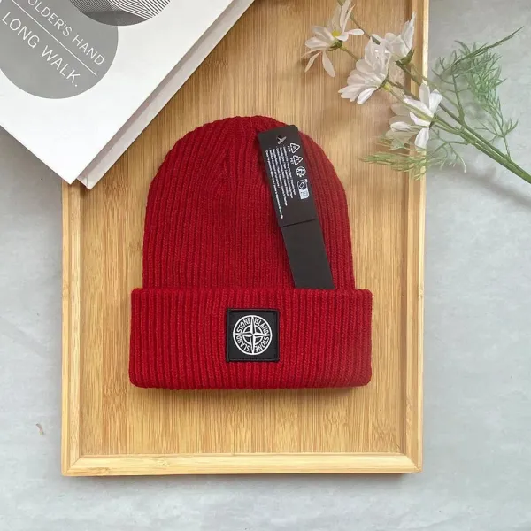 Stone Island Ribbed Beanie Beige Hat - 7