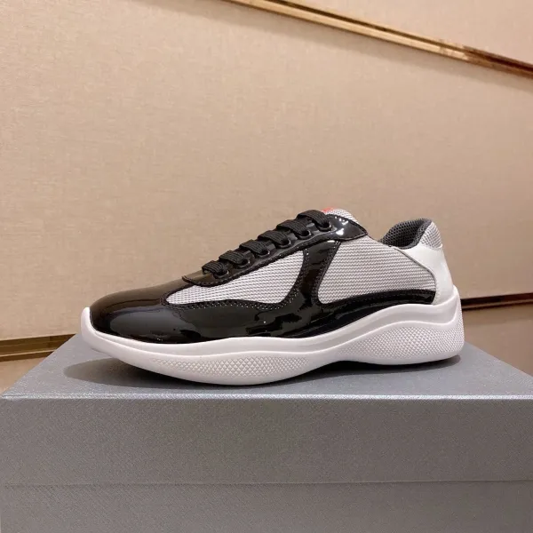 Prada Linea Rossa Nylon and Patent Leather Sneakers Black/White - 1