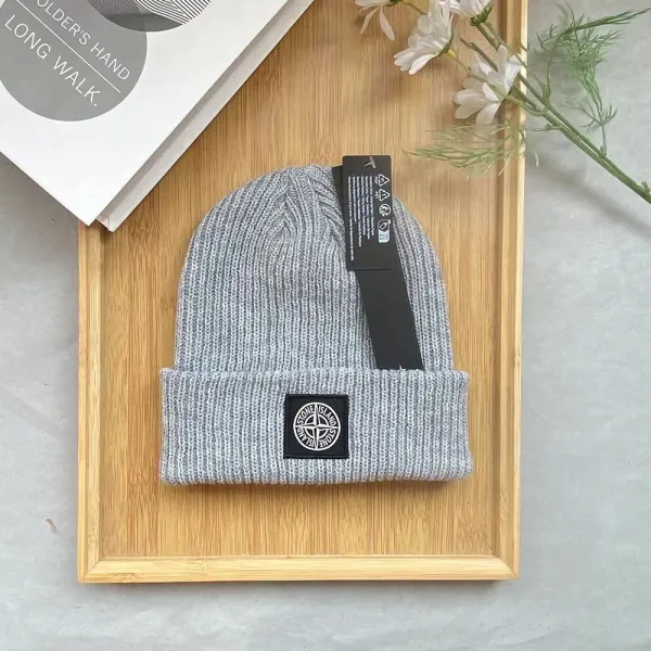 Stone Island Ribbed Beanie Beige Hat - 3