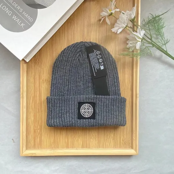 Stone Island Ribbed Beanie Beige Hat - 4