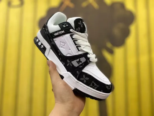 Louis Vuitton Trainer Monogram Black and White Sneakers - 1