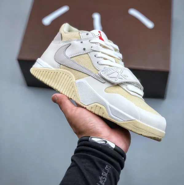 Nike x Travis Scott Air Jordan 1 Low OG 'Cactus Jack' Beige Sneakers - 1