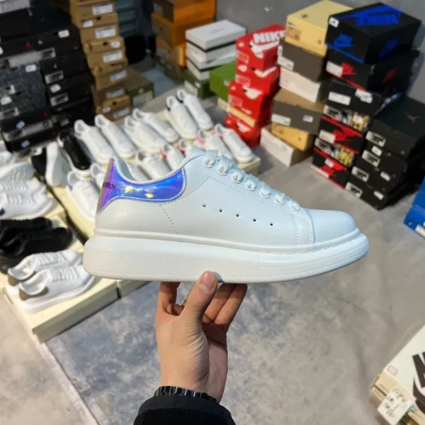 Alexander McQueen Oversized Sneaker White with Holographic Heel Tab Sneakers - 1