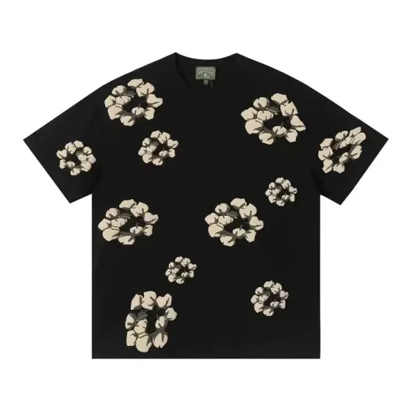 Off-White Cotton Flower Embroidered Shorts Black - 4