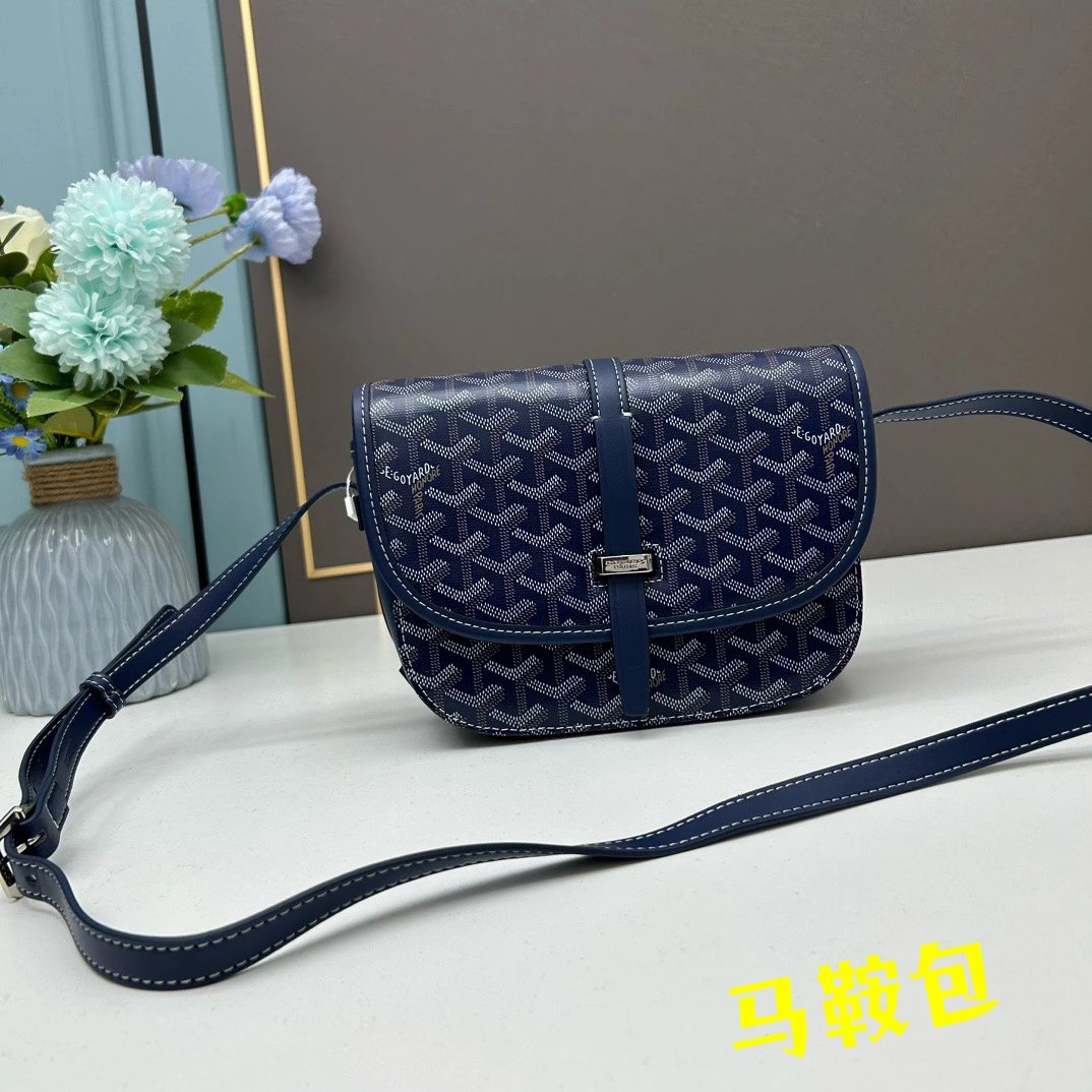 Goyard Saint-Louis PM Black and Tan Crossbody Saddle Bag - 12