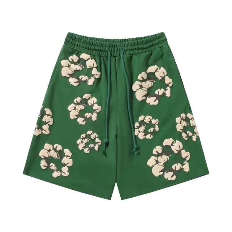 Off-White Cotton Flower Embroidered Shorts Black - 16