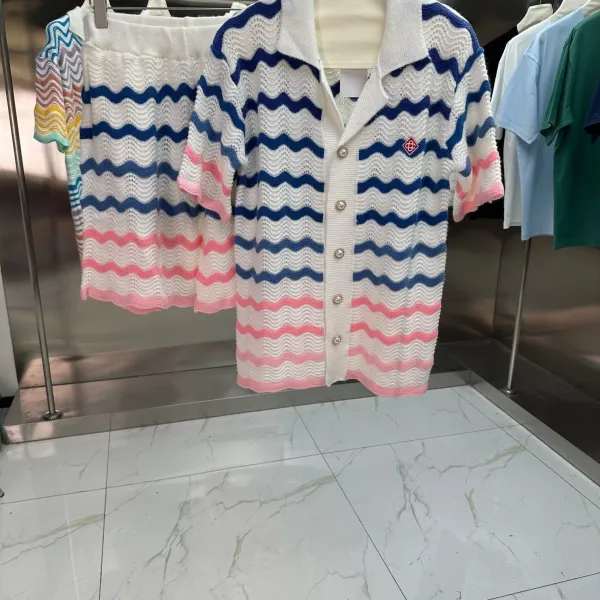 Missoni Zigzag Knit Polo Cardigan in Navy and White - 3