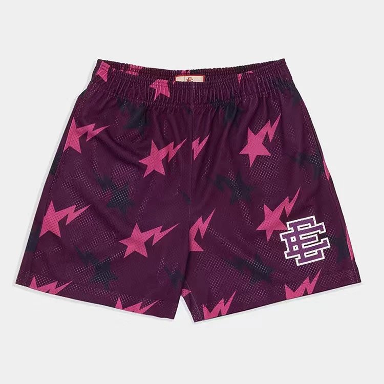 MSCHF Star Print Mesh Shorts Red - 4