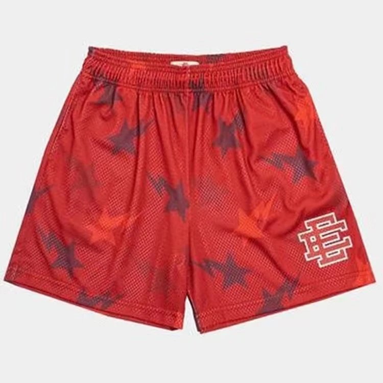 MSCHF Star Print Mesh Shorts Red - 1