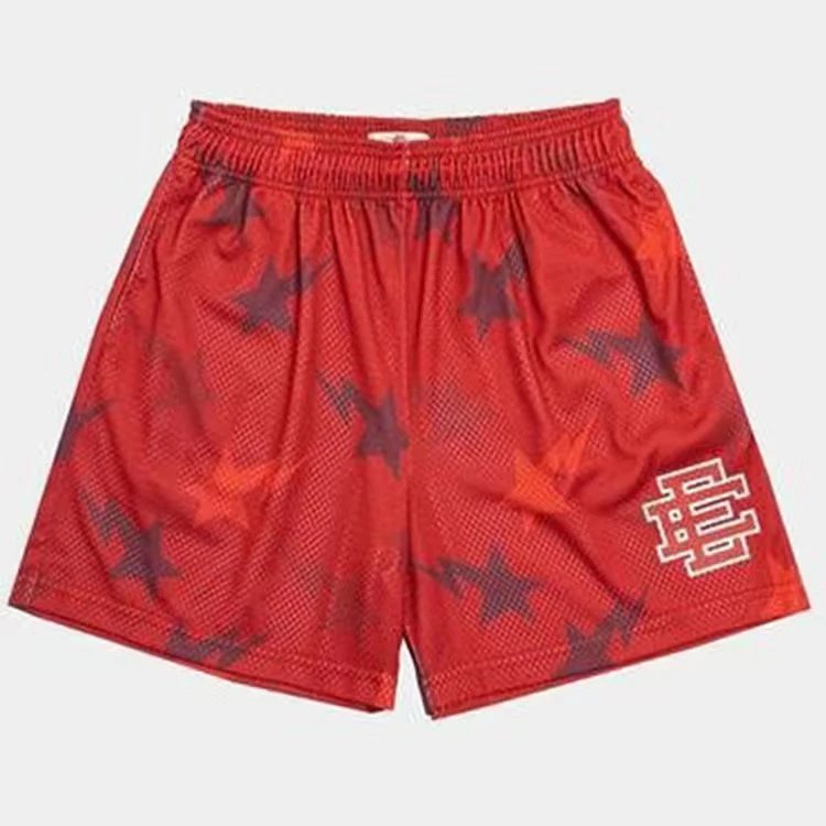 MSCHF Star Print Mesh Shorts Red - 3