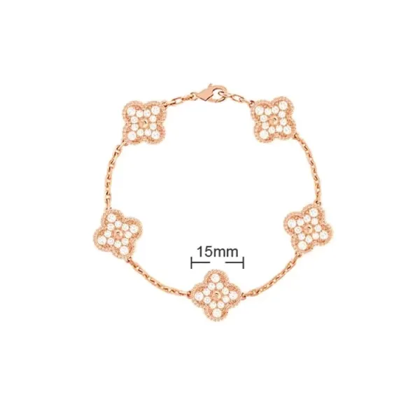 Van Cleef & Arpels Alhambra Motif Bracelet Rose Gold Diamond Bracelet - 1