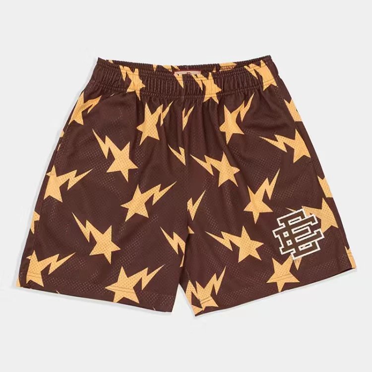MSCHF Star Print Mesh Shorts Red - 5