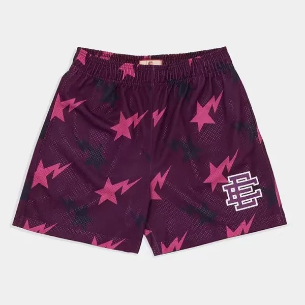 A Bathing Ape Star Lightning Mesh Shorts Purple Pink - 1
