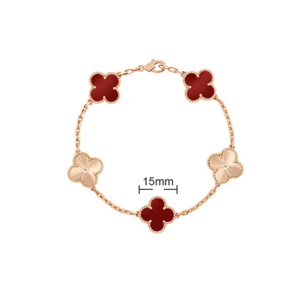 Van Cleef & Arpels Alhambra Five Motifs Red Coral Bracelet - 15
