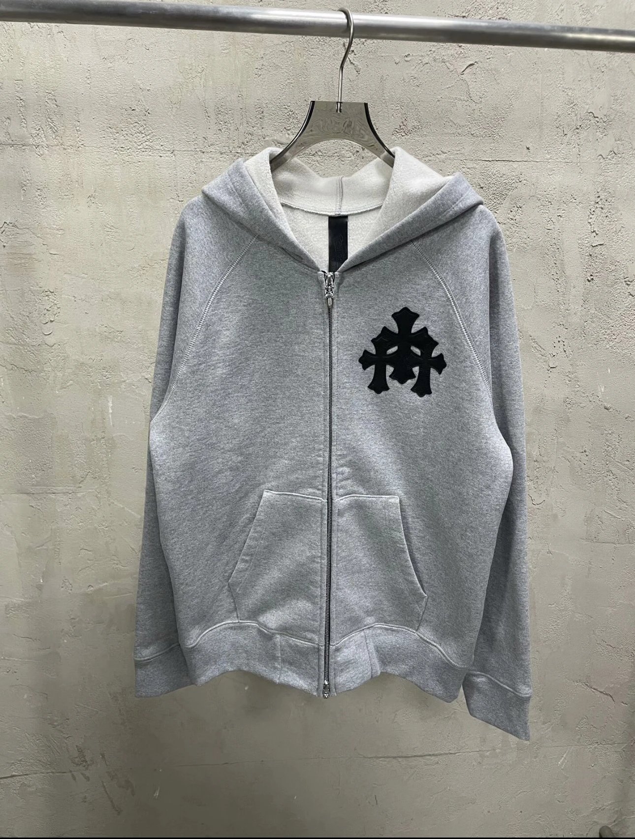 Exclusive Chrome Hearts Cross Patch Zip-Up Hoodie