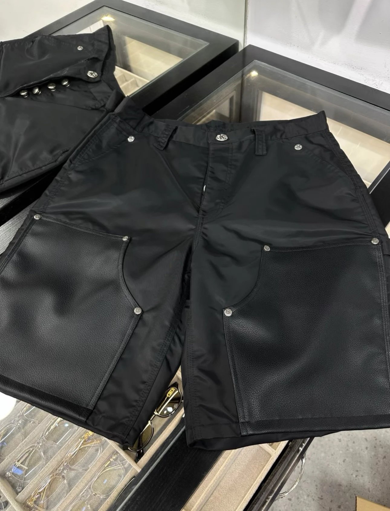chrome hearts Nylon and Leather Double Knee Carpenter shorts Pants