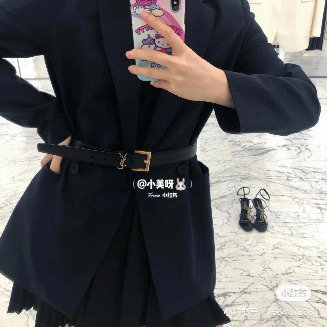 Saint Laurent Cassandre Leather Belt