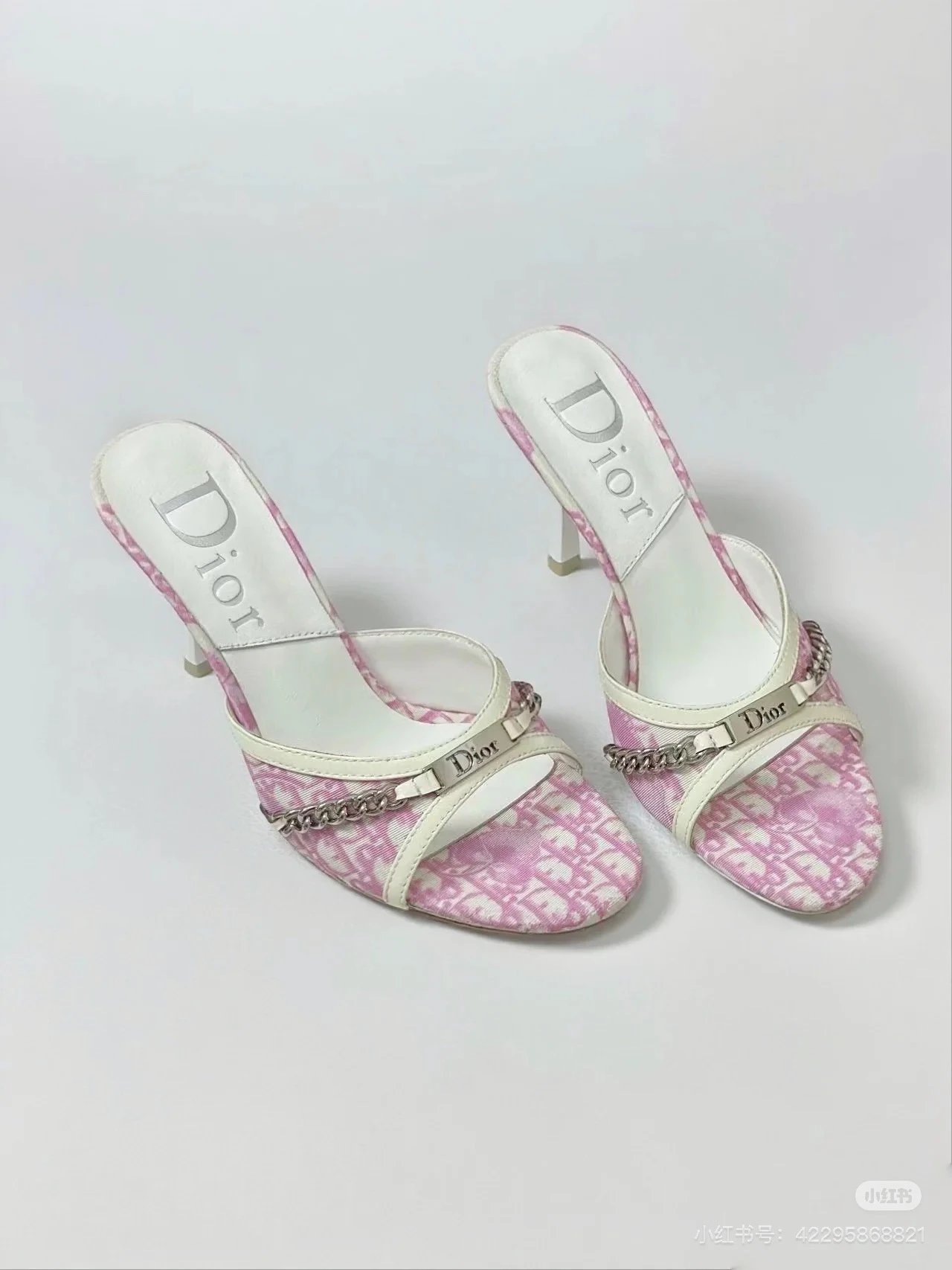Dio1 迪奥 25ss春夏新款中古风链条高跟凉拖鞋小猫跟 2