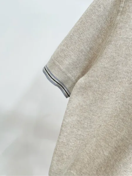Miu Miu Knit Polo Shirt Beige with Contrast Trim Polo - 7