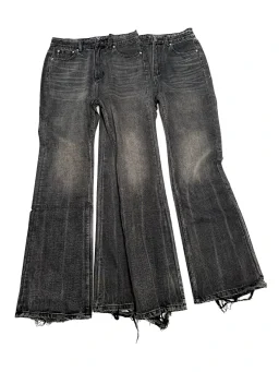 thumbnail for 4xx quality ba Demna Flared 22FW lost tape washed heel destruction distressed lightning stripe knife cut flared jeans