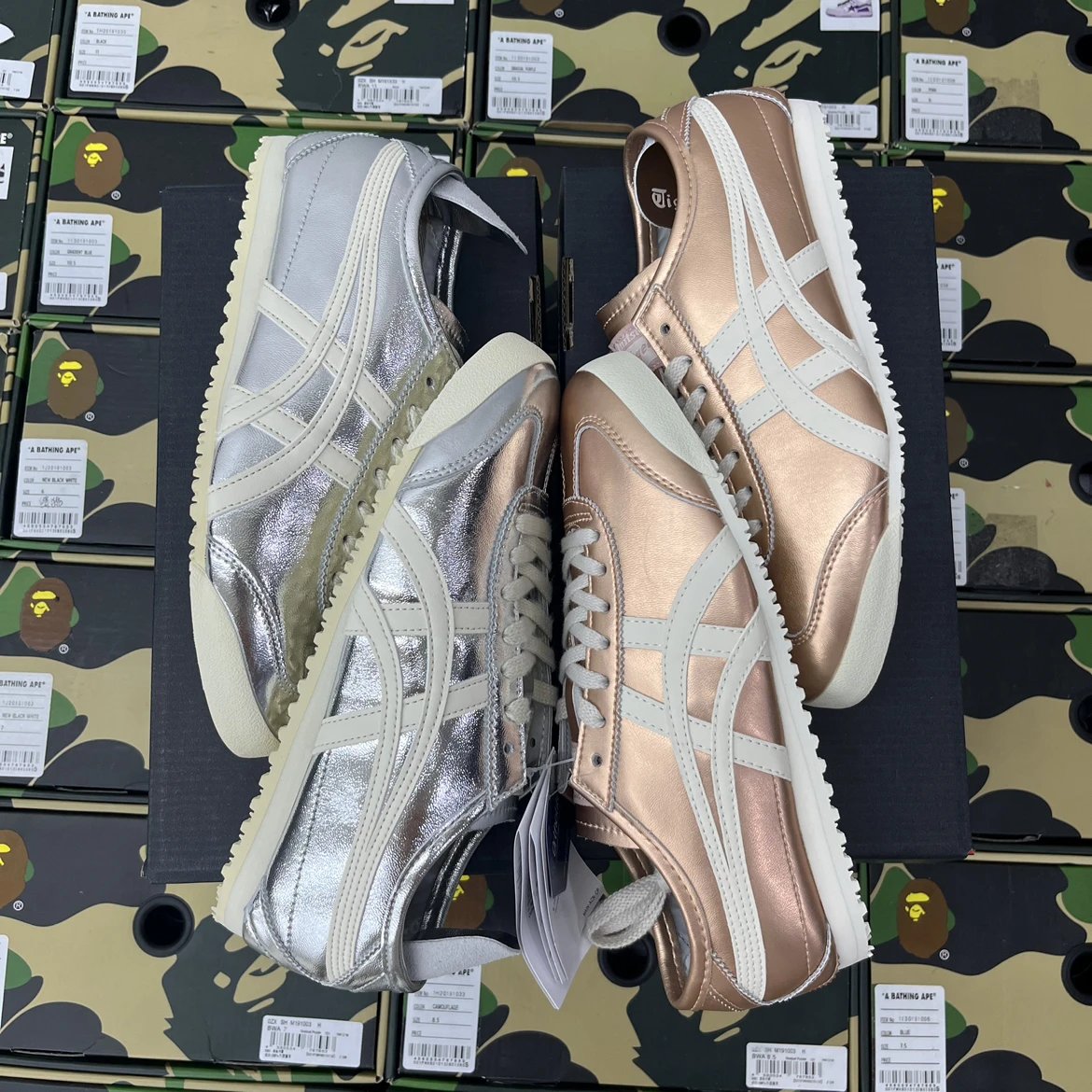 (Tiger version) AS Onits.uka Tig. er 66 Ghost Home Lacquer Lazy Lace Couple Board Shoes Low Top One Step Kick
