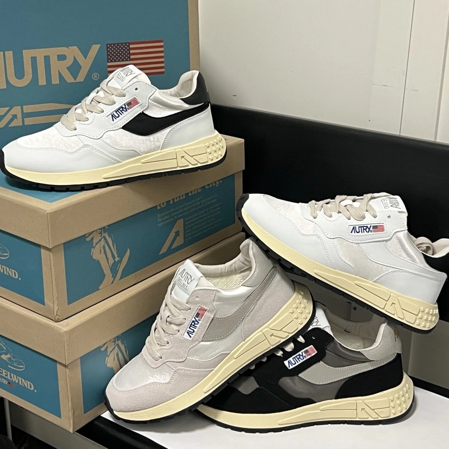 AUTRY·奥特里春夏新款拼接拼色系带绑带休闲鞋运动鞋厚底增高平底鞋阿甘鞋男鞋女鞋情侣款Autry休闲运动鞋小白鞋慢跑鞋复古跑步鞋Reelwind系列官网经典百搭增高厚底男女休闲鞋