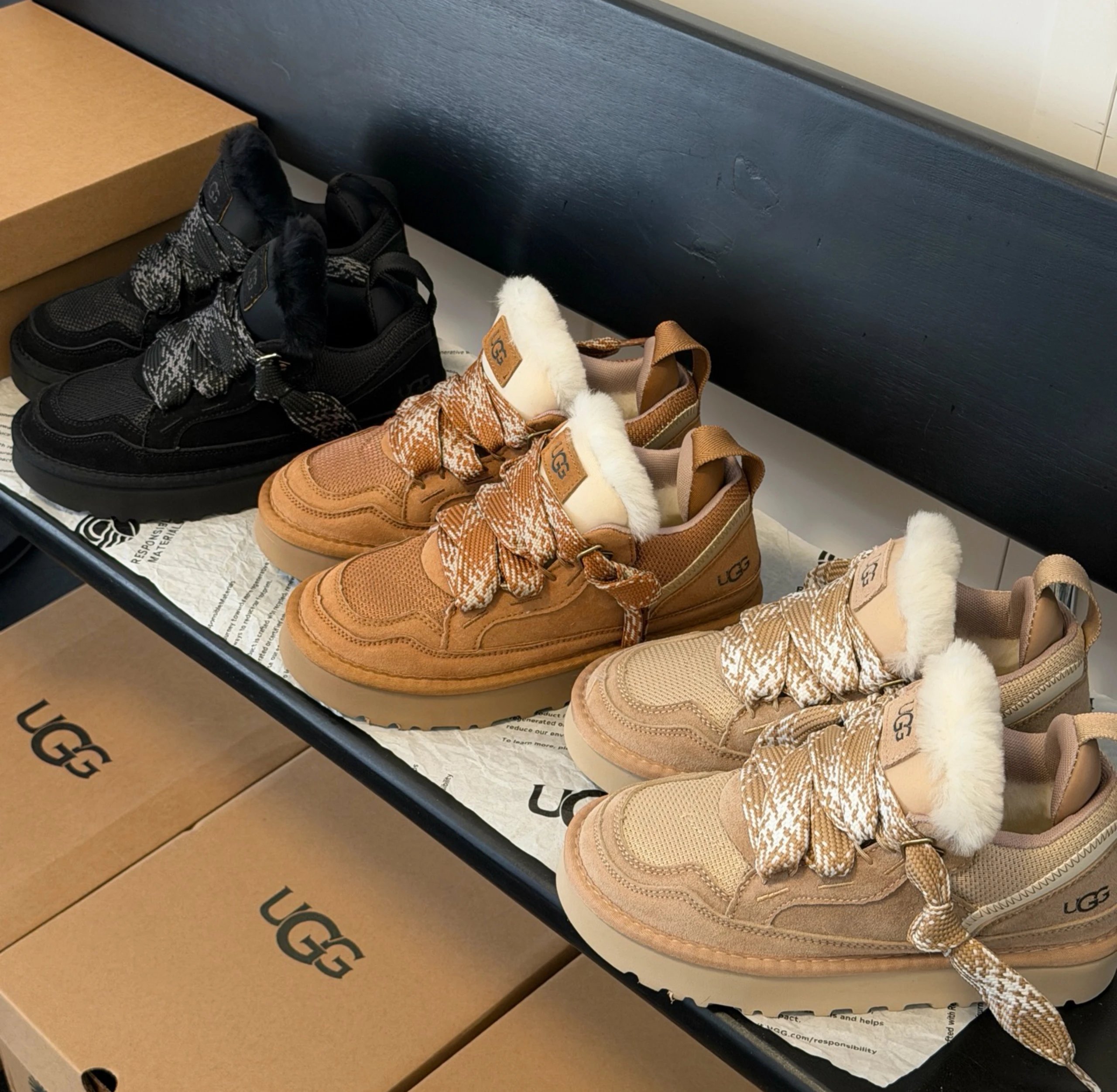 Spot Quick Release "Ugg Mel Snow Boots 2025 Autumn/Winter New Wool Snow Boots Fashionable, Comfortable, Versatile Round Head Flat Bottom Mel Casual Lace up Women's Shoes Oil Brother U * GG