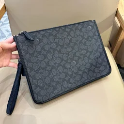 thumbnail for [New] COACH CR786 CR787 Men's Classic Signature Charter Pouch with Faux Leather and Calfskin, 2 Credit Card Slots, Built-in Multi-Purpose Pocket, Top Zip Closure, Fabric Lined Detachable Wrist Strap
30.5cm (length) ×