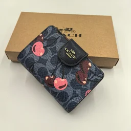 thumbnail for CZ342 Classic Old Flower Fabric Printed Cherry Medium Zipper Wallet Women