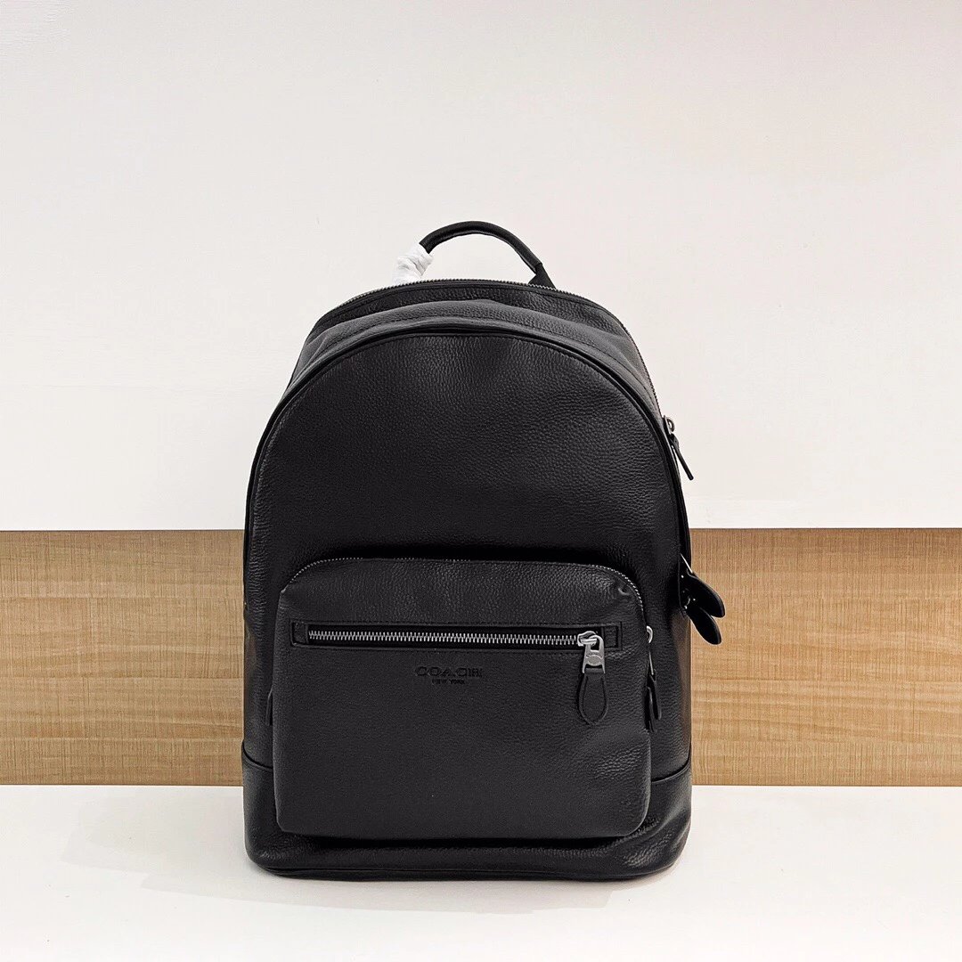 New backpack 🎒 C's new men's cowhide commuting simple backpack WEST backpack C2854 in stock, lychee patterned cowhide, size: 44 * 35 * 15cm