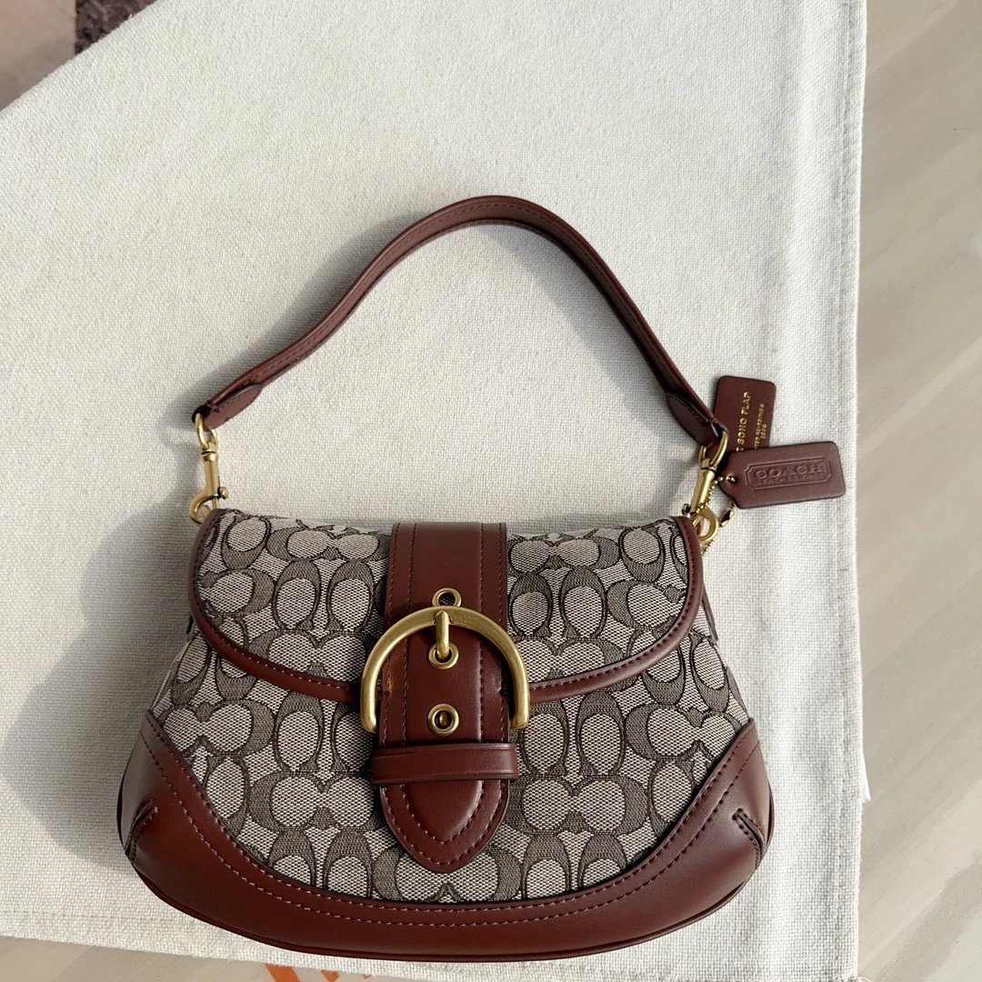 款号CJ814 Soho Bag  中古腋下包 材质是有机棉经典C纹logo 搭配皮质结合 搭扣闭合设计 这款包的版型就是延续中古包包的款式 复古感直接拉满 包身非常轻便  内里容纳量还可 3