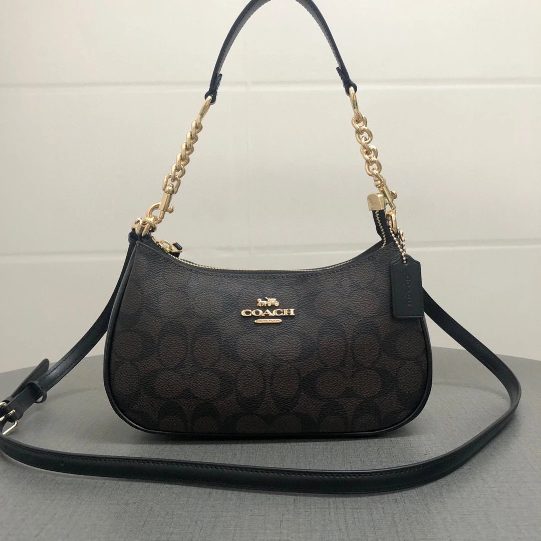 CA548 Classic Logo TERI Shoulder Bag PVC with Leather Trim Crossbody Underarm Handbag