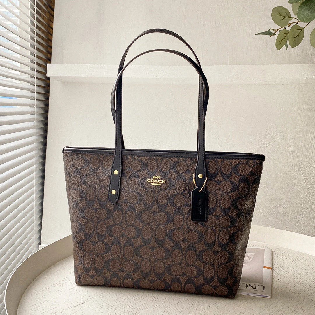Women's bag F58292 classic C-letter logo PVC with leather, women's hand-held shoulder bag tote bag, open chain closure, one pull hidden chain bag, multi-functional hidden bag