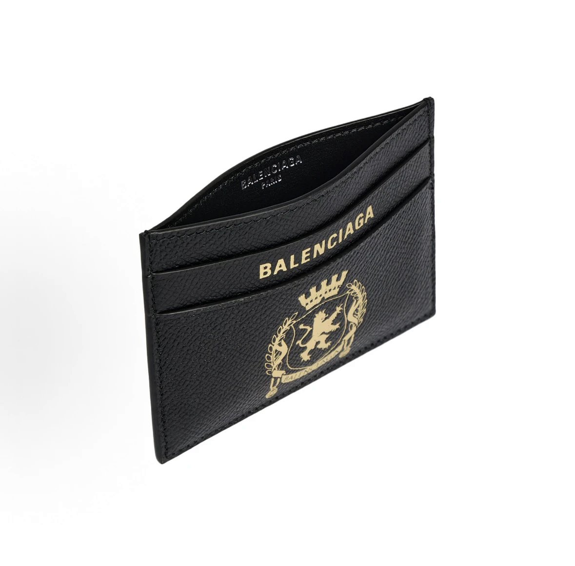 Letter Logo Gold-Foil Print Calfskin Card Holder