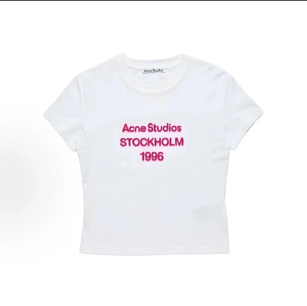 (In Stock) ACN Women's Short Sleeve Polo Shirt - Cropped Fit, Flocked Design, Custom Linen-Cotton Fabric