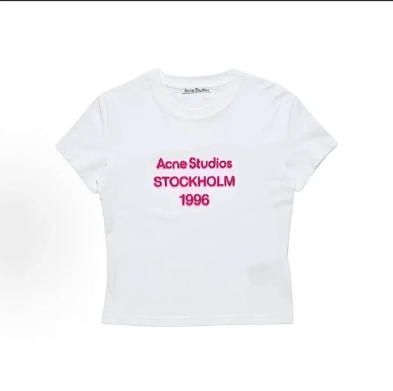 (In Stock) ACN Women's Short Sleeve Polo Shirt - Cropped Fit, Flocked Design, Custom Linen-Cotton Fabric