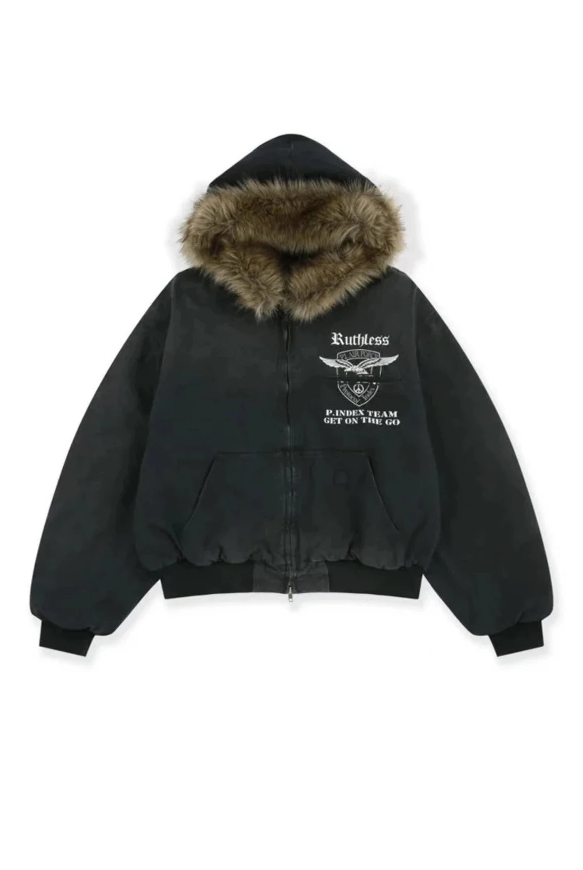 (Clearance! Brand new, flawless, non refundable!) Protocol Index Detroit fur collar jacket washed with water to make old//Windproof and warm fur collar jacket//Same as Yu Shuxin