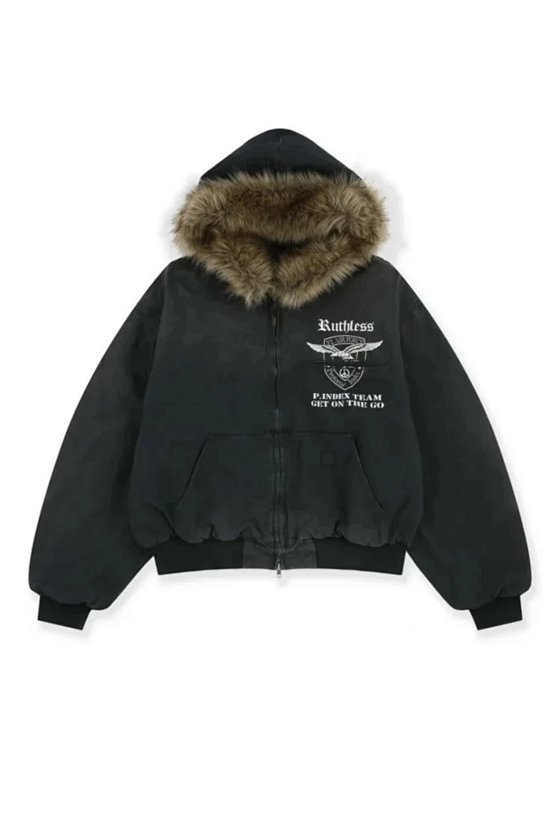 (Clearance! Brand new, flawless, non refundable!) Protocol Index Detroit fur collar jacket washed with water to make old//Windproof and warm fur collar jacket//Same as Yu Shuxin