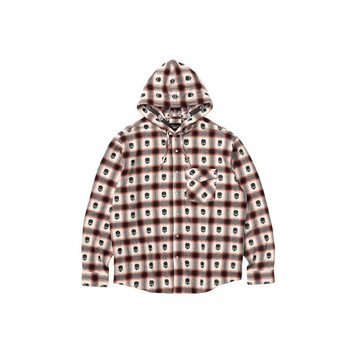 (In stock) Supreme x NUMBER (N) INE collaboration FW25 FW25 WEEK16 Hooded Flannel Shirt full printed checkered skull long sleeved shirt unisex