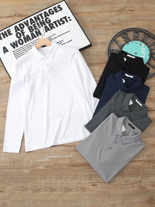 Unbranded T-Shirts Long-Sleeve Collared Polo Shirt product detail image 7
