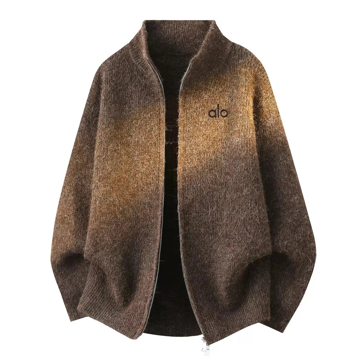 Alo Knitwear Zip-Up Stand-Collar Knit Cardigan image 9